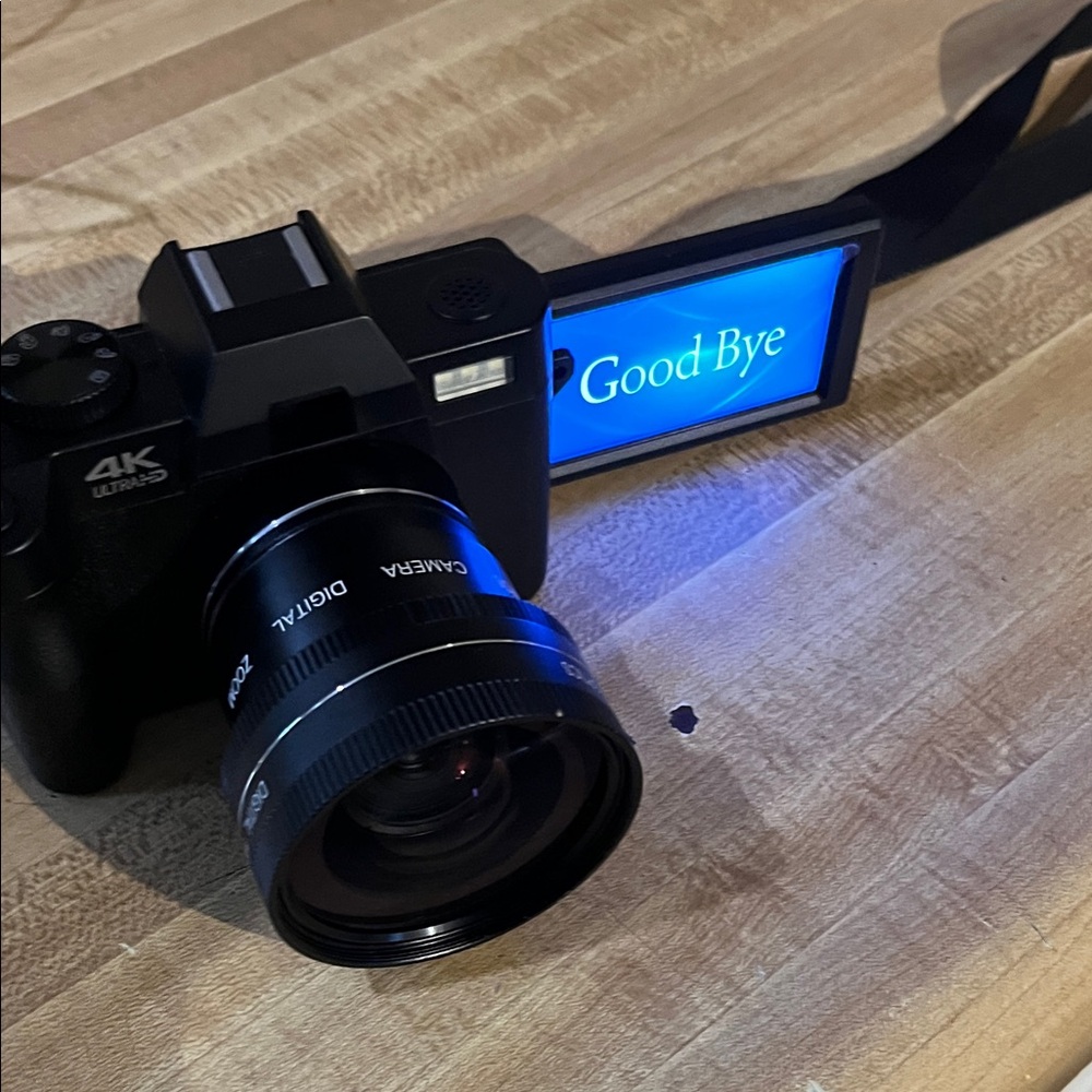 Ultra HD Black Digital Camera with Flip Screen